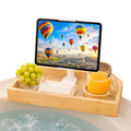 Vespara Bamboo Hot Tub Table with Adjustable Phone Holder, Non Slip Hot Tub Table Spa Gift for Women, Bathtub Canddy Tray with Wine Glass Holder for Luxury Bathtub Bathroom Accessories (Natural) - color: Natural
