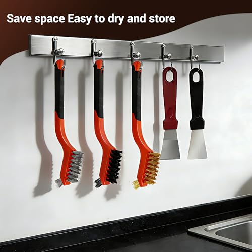 6 Pieces Wire Brushes Set, Nylon/Brass/Stainless Steel Bristles | for Cleaning Welding Slag and Rust,Scratch Brush with Mini Head & Hanging Hole for Everyday Cleaning (6, combo pack) - color: combo pack