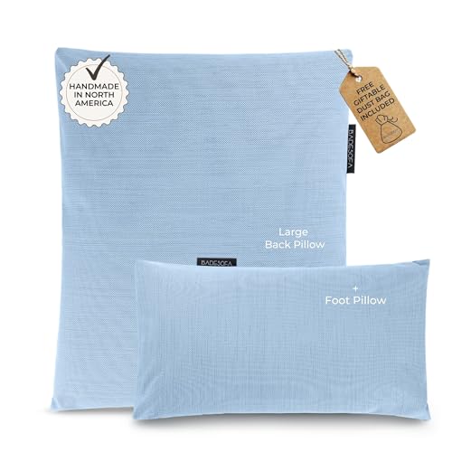 BADESOFA® Luxury Full Body Bath Pillow Set 2-Piece in Blue | Large Back Pillow & Foot Pillow for Bathtub, Spa-Grade Comfort for Head, Neck, Back & Feet, Quick Drying Bath Pillows for Tub - color: Blue, size: Large (2-Piece Set)