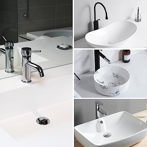 Universal Bathroom Sink Stopper in Brass, 1.04-1.97 Inch Pop Up Basin Sink Drain Stopper, Sink Drain Strainer with Anti Clogging Filter Hair Catcher, Black - color: Black 1.04-1.97" Single Piece