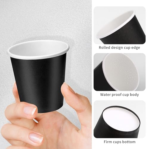 3oz Bathroom Cups, 300 Pack Mouthwash Cups, Black Small Paper Cups | 3 oz Bathroom Cups, Disposable Bathroom Cups, Paper Espresso Cups for Bathroom, Birthday Party, Picnic and BBQ - color: Black, size: 300 Count