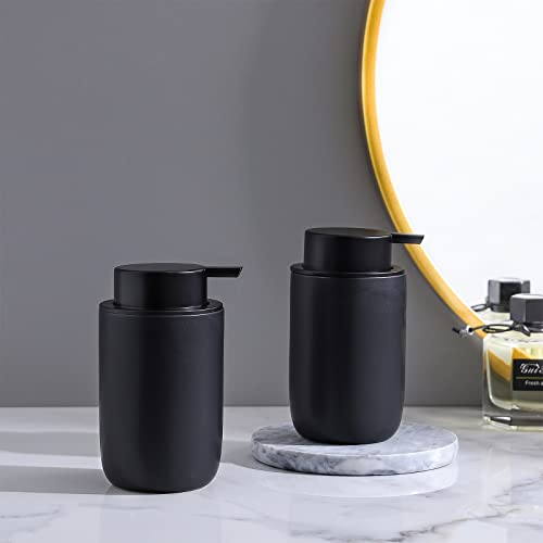 Black Soap Dispenser - Modern Ceramic Hand Dish Soap Dispenser for Bathroom Refillable Liquid Hand Soap Dispenser with Soap Pump for Essential Oil, Lotion Soap for Farmhouse Decor Dish - color: Black, size: Liquid dispenser