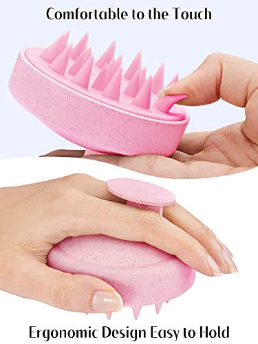 HEETA Scalp Massager Hair Growth, Soft Silicone Scalp Scrubber Shampoo Brush for Exfoliation, Dandruff Removal & Head Massage Stress Relax, Wet & Dry Use for Thick, Thin Hair Care, Wheat Straw Pink - color: New Pink