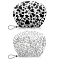 2 PCS Shower Cap Waterproof Double Layer Elastic Adjustable Reusable Hair Bath Caps for Girls Women Cute Aesthetic-Black White - color: G4-Black White