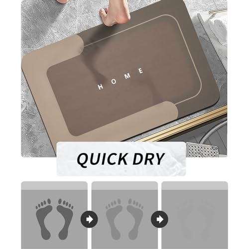 Housego 2PCS Absorbent Bath Mat Magic Rug Sets, Quick Drying Bath Mat Non-Slip Floor Rug Rubber Backed for Bathroom Kitchen Shower Sink, Water Absorbent (19.7''x23.6''+19.7''x31.9'', Brown) - color: Brown, size: 2 PCS (19.7" x 23.6", 19.7" x 31.9")