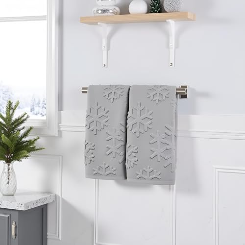 2 Pack Christmas Snowflake Hand Towels 100% Cotton Jacquard Holiday Kitchen Dish Towels Retro Neutral White Bathroom Towels Set Gift Seasonal Xmas Winter Bathroom Decor (Grey Snowflake) - color: Grey Snowflake