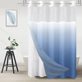 No Hook Shower Curtain with Snap in Liner, Ombre Light Blue Shower Curtains and Liner Set, Hotel Fabric Bath Curtain for Bathroom, Mesh Top Window Waterproof Washable, 71" x 74" - color: Ombre Light Blue, size: 71"W x 74"L (Pack of 1)