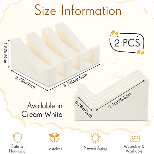 Cunhill 2 Pieces Silicone Soap Dish Self Draining Soap Dish Shower Waterfall Bar Soap Holder Tray with Drain Soap Saver for Kitchen Bathroom Accessories (Light Green,Bright White) - color: Light Green, Bright White