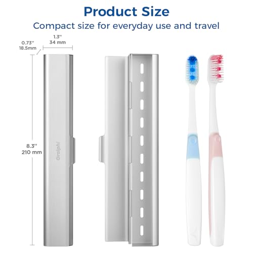 Aluminum Toothbrush Travel Case with 2 Medium Bristle Toothbrushes, Portable Complete Toothbrush Travel Kit, Toothbrush Holder for Bathroom, Camping, Business Trip - color: Medium Toothbrush, size: 1 Pack (Standard)