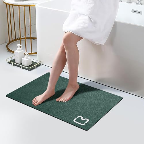RUERYA Bath Mat (15.7x23.6), Bathroom Non Slip Absorbent Quick Dry Rubber Backed, Dark Green - color: Dark Green, size: 1'4" x 1'11" (Rectangular)