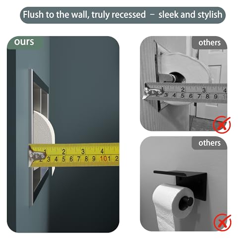 Neodrain Gold Recessed Toilet Paper Holder, 304 Stainless Steel Built-in Tissue Paper Roll Holder, Roll Paper Holder for Bathroom Wall - color: Gold, size: 6X6In