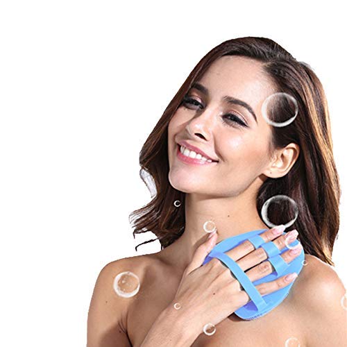 1 Pack Soft Silicone Shower Brush,Bath Exfoliating Skin Massage Scrubber | Body & Face & Short Hair Wash, Dry Skin Brushing Glove Loofah, Fit for Sensitive and All Kinds of Skin (Purple) - color: Purple