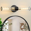 Bathroom Light Fixtures, Black Gold Wall Sconce in Threaded Glass Vanity Light, Modern Bathroom Wall Light for Bedroom, Living Room - Bulb Not Included - color: Black Gold-B