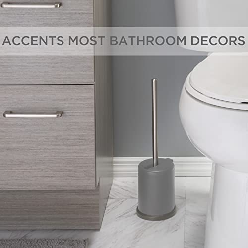 Bath Bliss Toilet Brush and Holder | Self Closing Lid | 360 Degree Brush Head | Bathroom Cleaning | Compact Size | Storage and Organization | Matte Grey - color: Matte Grey, size: 1 Pack