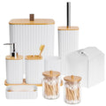 Bathroom Accessory Set - 10 Piece White Bathroom Sets Complete with Trash Can, Toothbrush Holder & Cup, Soap Dispenser, Soap Dish, Toilet Brush & Holder, Vanity Tray, Qtip Holder, Tissue Box Cover - color: White