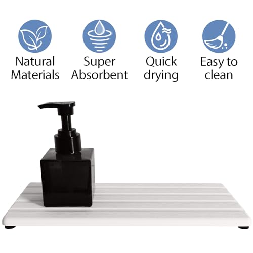 Diatomite Soap Dish, Water Absorbing Stone Tray, Kitchen Sink Organizer, Fast Drying Counter Holder (White, 9.5" x 4"/24 x 10cm) - color: White, size: 9.5" x 4" (24 x 10cm)