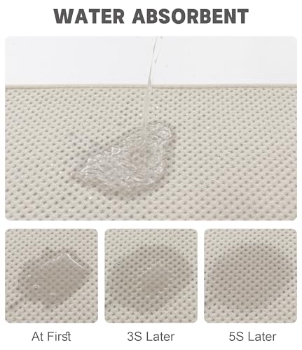 YIHOUSE Bathroom Rug Sets 2 Piece, Ultra Thin Quick Dry Bath Mat, Absorbent Bath Mat for Bathroom Non Slip Machine Washable Bath Rug (Beige) - color: Beige, size: 2 Pieces (Small)