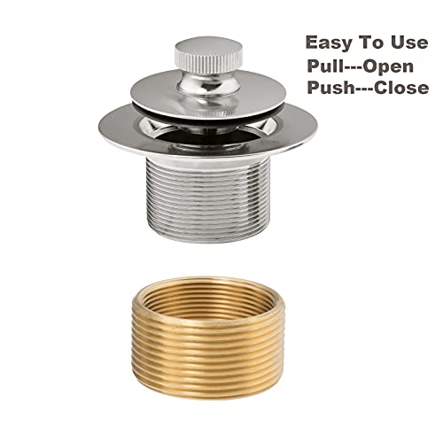 Artiwell Push & Lock Tub Trim Set with Single-Hole Overflow Faceplate, Bathtub Conversion Kit Assembly with Conversion Bar, Universal Fine/Coarse Thread, No Putty Installation (Chrome Plated) - color: Chrome Plated