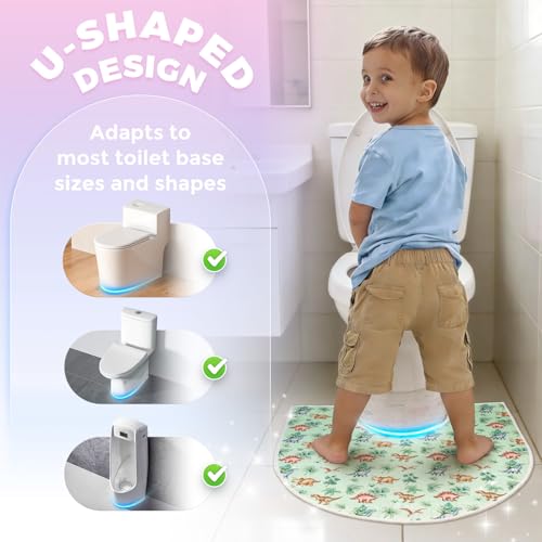 Washable Commode Potty Training Mats, Super Absorbent Reusable Toilet Training Rug for Kids, Leak-Proof & Non-Slip Adult Incontinence Toilet Mat, Bathroom Floor Protector Pads 4 Pack - color: Cartoon
