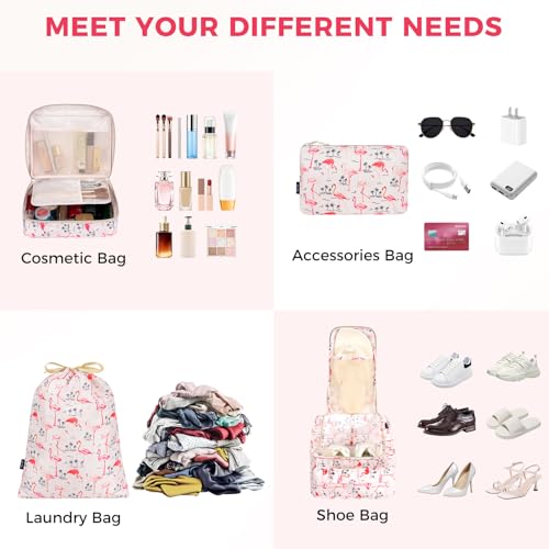 BAGAIL 8 Set Packing Cubes Luggage Packing Organizers for Travel Accessories-Pink Flamingo - color: Pink Flamingo, size: 8 Set