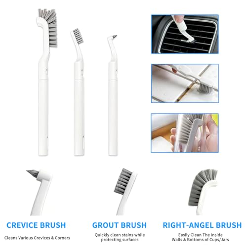 Small Scrub Brush, Hard Bristle Crevice Cleaning Brush Set with 6Pcs Brush Heads & 2Pcs Handles, Multifunctional Grout Scrubber Tools for Kitchen, Bathroom, Sink, Corner, Mug and Blender - style: 8-Pieces Kit