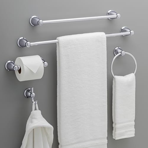 Franklin Brass 5-Piece Polished Chrome Bathroom Set (2) Towel Racks, Ring, Toilet Paper Holder, Hook | Kinla Bath Accessories - color: Polished Chrome, style: 5-Piece Bath Accessory Set