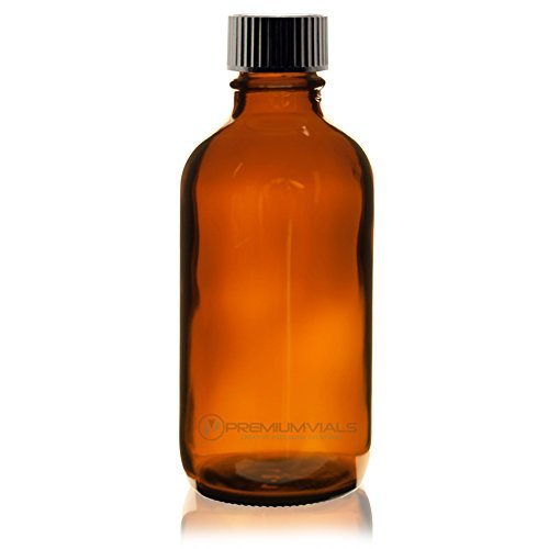 4 Oz (120 ml) Amber Boston Round Glass Bottle w/Cap - Pack of 6 - color: AMBER