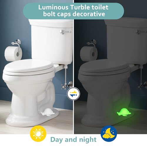 Sea Turtle Toilet Bolt Covers, Glow in The Dark, 2 Pcs, Decorative Set | Bolt Hole 1.35'', Hides Rusty Floor Bolts, Fun Bathroom Decor, Glows Green in the Dark - style: Sea Turtle