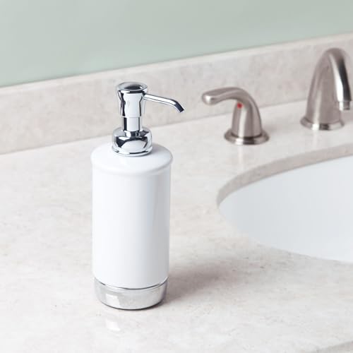 iDesign Hand Soap Dispenser, White | Bathroom or Kitchen, Refillable, Pump Bottle - color: White