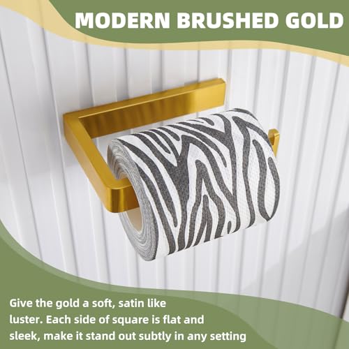 APLusee Brushed Gold Toilet Paper Holder, 304 Stainless Steel Tissue Roll Hanger, Wall Mount - color: Brushed Gold