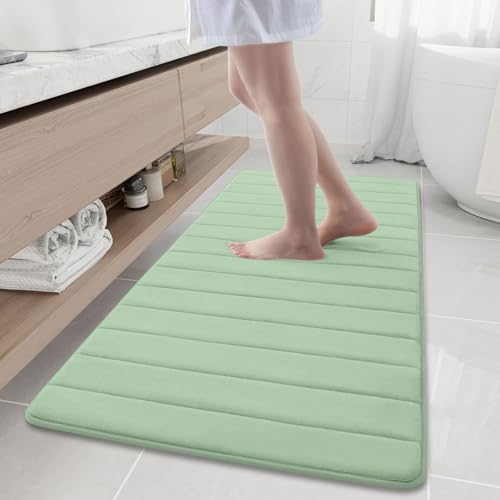 Buganda Memory Foam Bath Mat, 60" x 24", Ultra Soft Bathroom Rugs, Water Absorbent and Machine Washable Bath Rug Runner for Bathroom, Shower, and Tub, Sage Green - color: Sage Green, size: 60" X 24"