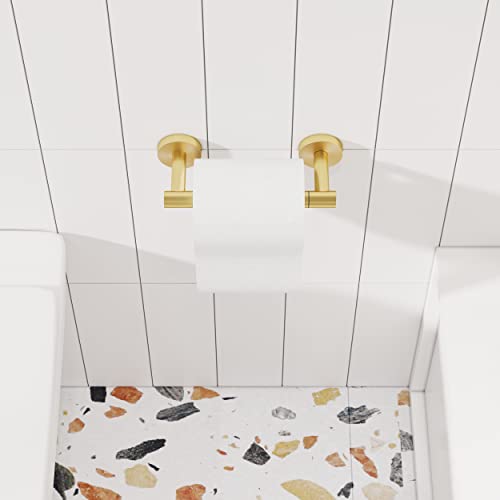 RARXTR Gold Toilet Paper Holder SUS304 Stainless Steel Double Post Pivoting Toilet Paper Roll Holder Wall Mounted Toilet Tissue Holder for Commercial Bathroom RV Brushed Brass Finish - color: Brushed Gold, size: Wall Mount