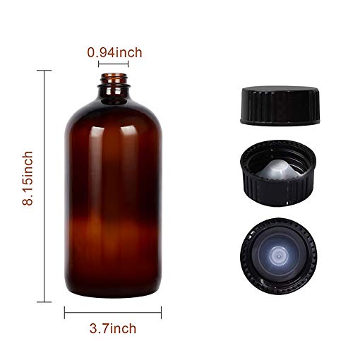 STARSIDE 2 Pack - 1 Liter 32 oz Amber Glass Boston Round Bottles with Air Tight Seal Phenolic Poly Cone Caps. Perfect Glass Containers for Secondary Fermentation,Storing Kombucha,Brewing and Juicing - size: L-32OZ-2pack