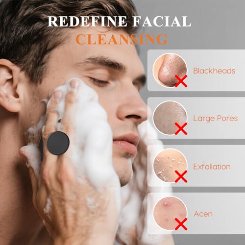 Silicone Face Scrubber for Men, Gentle Exfoliator Pad & Massager, Facial Cleansing Brush Silicone Face Wash Brush Removes Dead & Dry Skin (Black) - color: Black