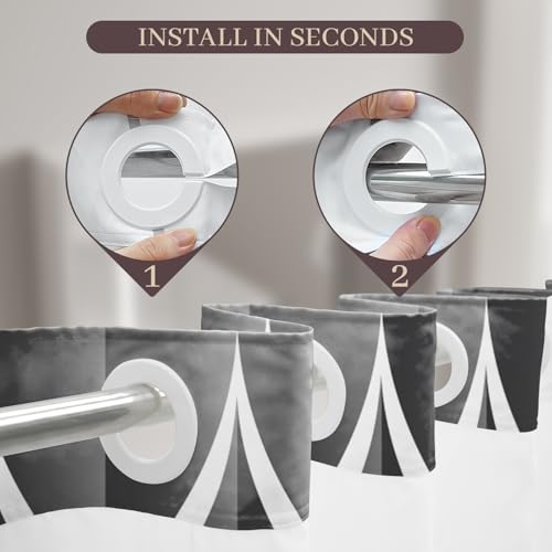 Yiatn Dark Grey Ringless Shower Curtain with Snap in Liner - Hotel Style with See Through Mesh Top Window, Modern Geometric Waterdrop Design,Waterproof and Washable,- 71x74 INCH - color: Dark Grey, size: 71"W x 74"L (Pack of 1)