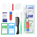 10 Sets Personal Hygiene Kit Bulk,10-IN-1 Green Individually Wrapped Disposable Travel Toothbrushes and Hotel Vanity Set Basic Toiletry Supplies for Homeless,Guests,Charity - size: Pack of 10