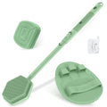 Silicone Back/Face Scrubber & Bath Glove Set 3PCS, Extendable Back Scrubber with Dual-Side Large Head, 360° Anti-Slip Bath Glove, Unique Side-bristle Face Scrubber for All-round Cleaning(Green) - color: Green*3