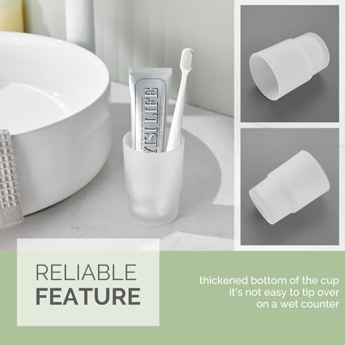 Bathroom Rinsing Cup, Angle Simple Frosted Glass Tumbler Cup, Toothbrush and Toothpaste Holder Drinking Glasses Glassware