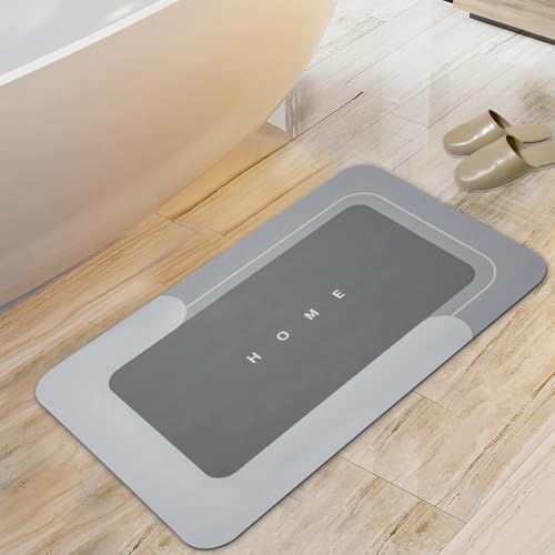 Housego Absorbent Bath Mat Magic Rug, Quick Drying Magic Bath Mat Non-Slip Floor Rug Rubber Backed for Bathroom Kitchen Shower Sink, Water Absorbent (1PC, 16.93''x26.77'', Dark Gray) - color: Dark Gray, size: 1'5" x 2'3" (Rectangular)