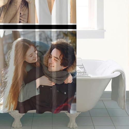 Personalized Shower Curtain Set Custom Photo Shower Curtains Modern Minimalist Home Bathroom Curtain Decor with 12 Hooks 72 Inch Wide * 72 Inch High - color: 2 Photo, size: 72"W x 72"L (Pack of 1)