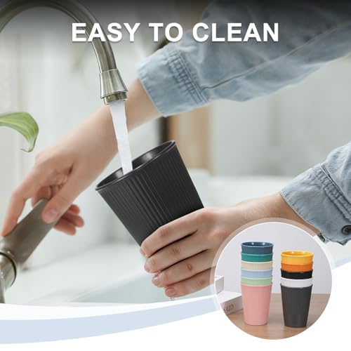 uxcell 4 Pcs Simple Toothbrush Cup, 3.3 x 3.3 x 4.2 Dishwasher Safe Bathroom Tumbler Reusable Plastic Cup Set for Storing Toothpaste Combs, Light Green/Light Pink/Light Blue/Beige - color: Light Green/Light Pink/Light Blue/Beige