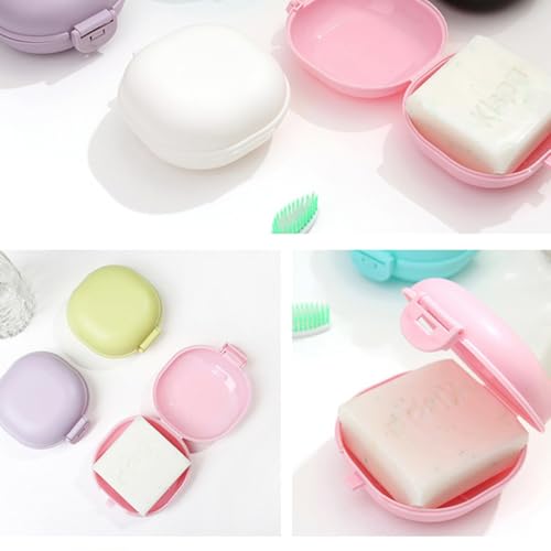 NUOBESTY Travel Soap Case Box with Lid 5pcs Set Plastic Leakproof Portable Soap Holder for Camping Bathroom Gym Shower Use Random Color