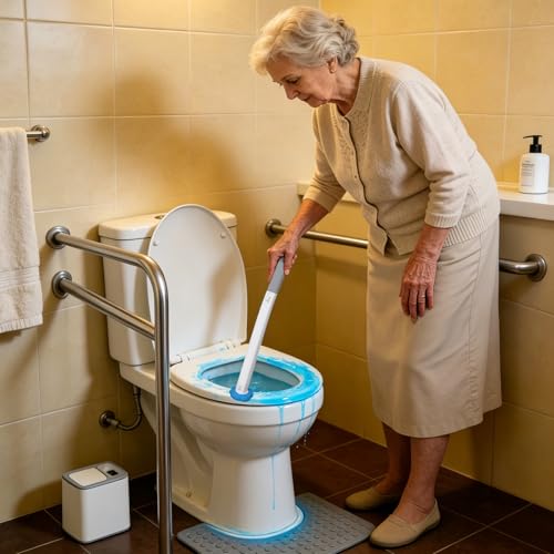 Disposable Toilet Brush Cleaning System, Disposable Toilet Cleaner Wand and Holder Set with 60 Toilet Wand Refills, Extended Handle for Toilet Bowl Cleaners, Bathtub, Bathroom Cleaning - size: 1 set Automatic lid + 60 refills