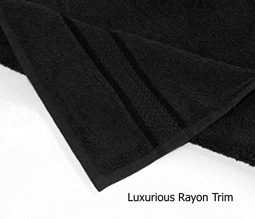 COTTON CRAFT Ultra Soft 12 Pack Wash & Face Cloths 12x12 - Highly Absorbent Bathroom Shower Kitchen Utility Towels - Use Everyday - Easy Care Machine Wash - Premium Ringspun Cotton 580 GSM - Black - color: Black, size: 12 Pack Wash Cloths