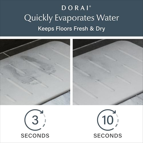 Dorai Home Stone Bath Mat - Premium Diatomaceous Earth Bath Floor Mats with Non-Slip Base, Fast-Drying Modern Shower Mat for Bathroom | Rain Ash - 23.6"x15.4" - color: Rain Ash, size: 1 Pack