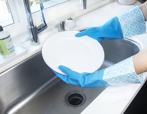 Glam Gloves, Latex Cleaning Gloves, Extra Long Gloves with Vinyl Cuff, Includes 2 Pairs of Gloves