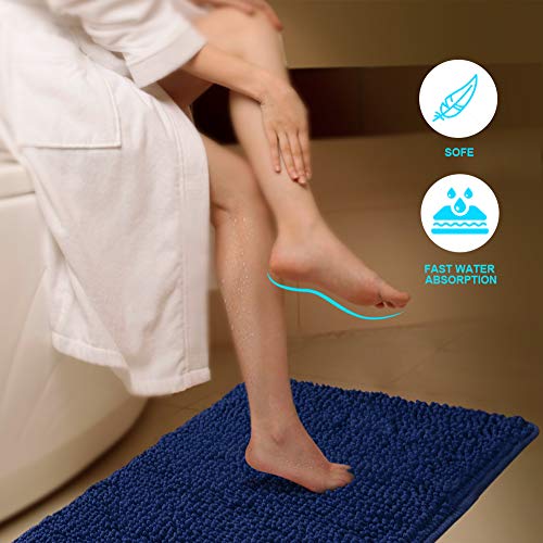 Secura Bathroom Rugs 20x32 Inches – Thick Plush Bath Mat, Ultra Soft Absorbent Bathroom Mat, Non Slip Machine Washable Bath Rugs for Tub, Shower Room Floor (Blue) - color: Blue, size: 2'8" x 1'8" (Rectangular)