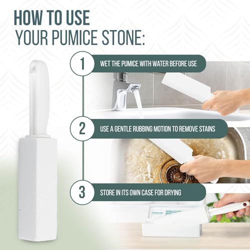 Powerstone Pumice Stone Toilet Bowl Cleaner with Handle (4-Pack) - A Solution for Hard Water Stains on Toilets, Grills, Tiles, Grout & Pools - size: Pack of 4