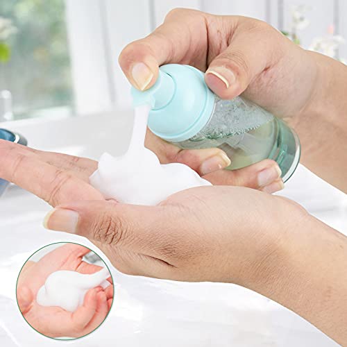 Travel Foam Pump Bottle - 2oz Small Size Foaming Hand Soap Dispenser - Mini Portable Mousse Lash Shampoo Kit Container for Hair - Empty Leak Proof Plastic Green Foamer for Liquid Toiletry 3Pack - color: Blue