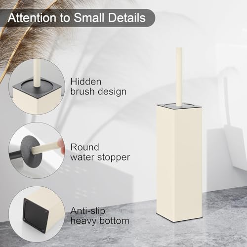 BVL Toilet Brush and Holder Set White Freestanding for Bathroom - color: White